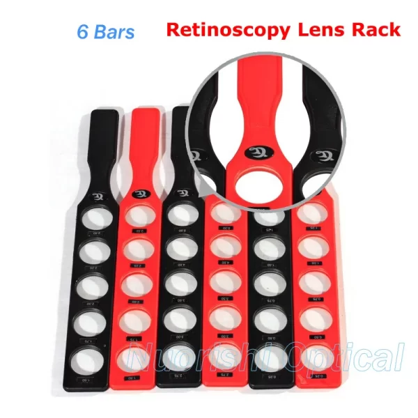 Reglas esquiascópicas para retinoscopía, 6 barras de plástico, 30 lentes, estuche de aluminio - Imagen 2