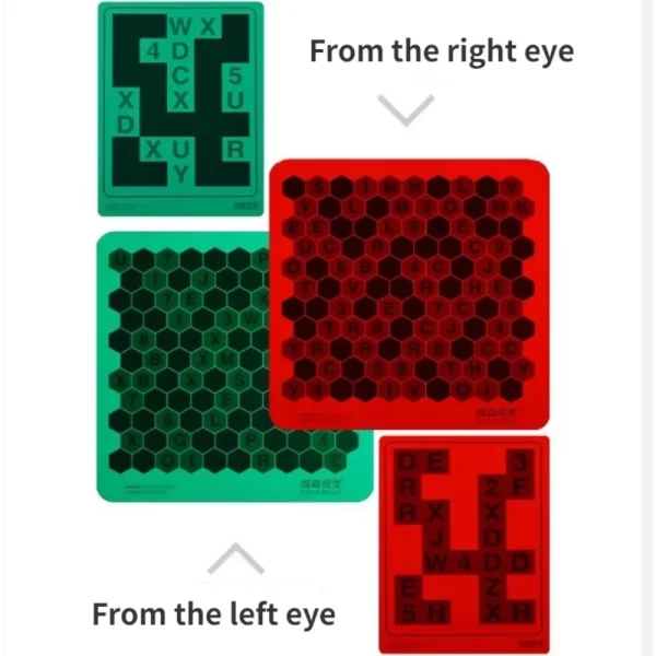 Tarjeta de entrenamiento de miopía ambliopía para niños, desinhibición de visión de herramienta de entrenamiento, tabla VT antisupresión, gafas rojas y verdes - Imagen 6